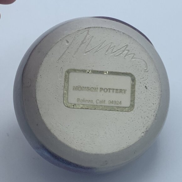 Monson Pottery Pomegranate  - Purple/Blue Glaze - Bolinas, CA - Handcrafted - Picture 4 of 5